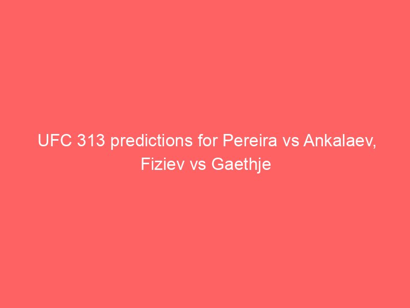 UFC 313 predictions for Pereira vs Ankalaev, Fiziev vs Gaethje